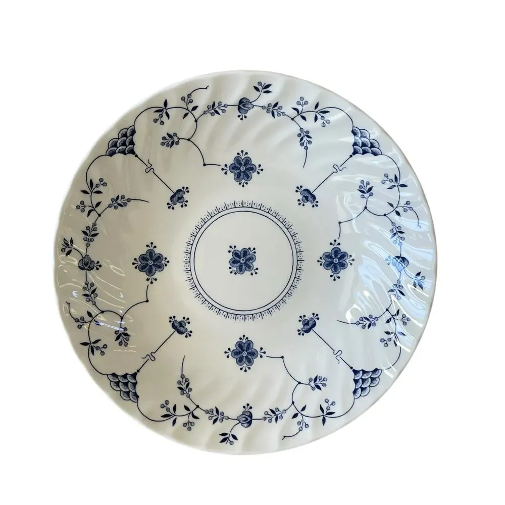 Queen's FINLANDIA Blue & White Floral Porcelain Pasta Bowls 9in ENGLAND New